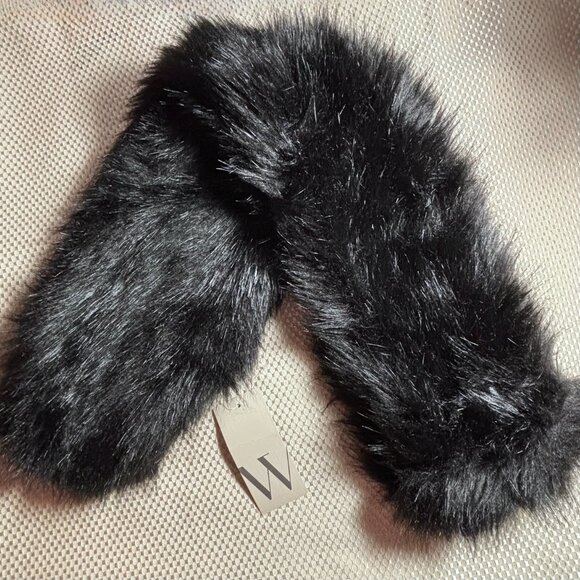 Worthington Faux Fur Wrap Scarf – Black – New With Tags - Picture 3 of 8